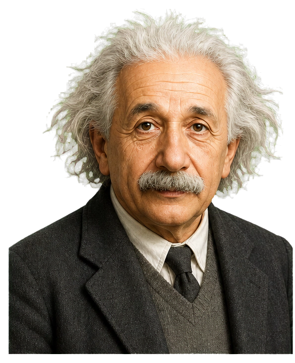 Albert Einstein upper-body agent artwork